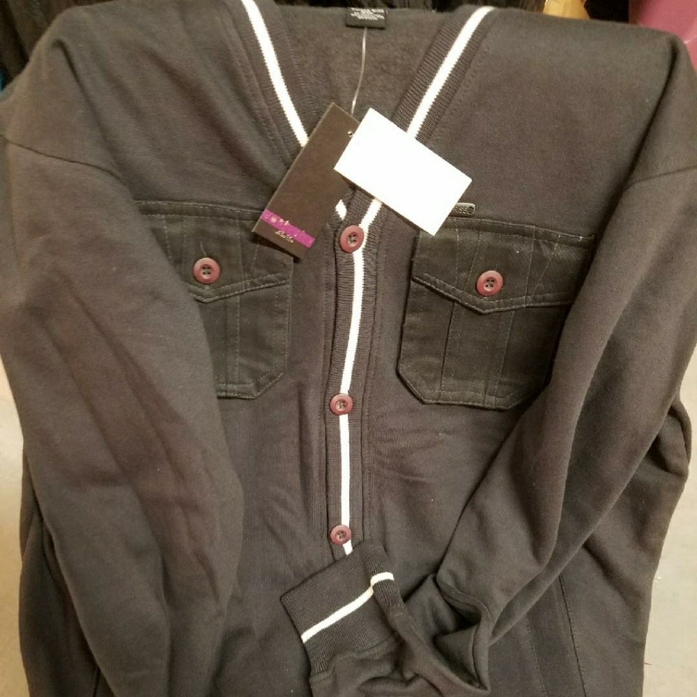 Men's v neck button down sweater